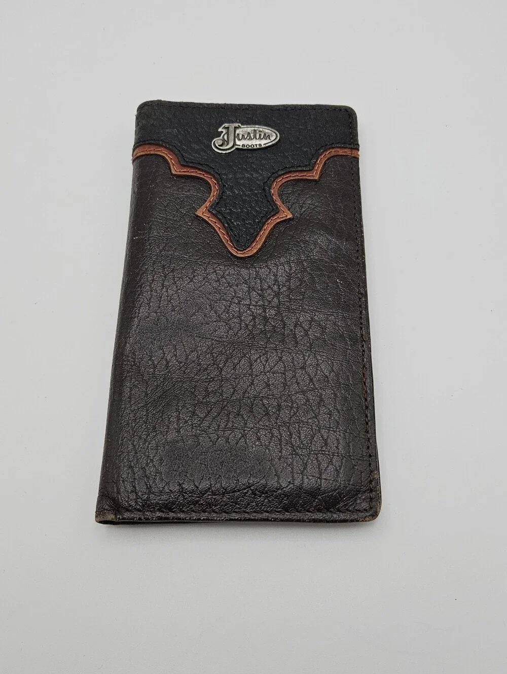 Justin Boots brown leather bifold long wallet